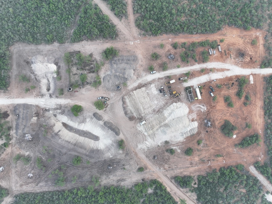 Aerial view of comprehensive land improvement project in progress