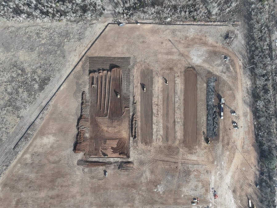 Kerr County Flood Center Point Laydown Yard Project construction in action