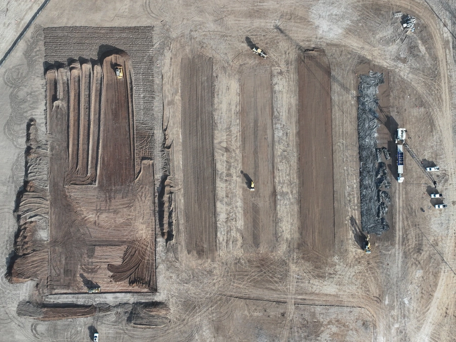 Kerr County Flood Center Point Laydown Yard Project construction in action