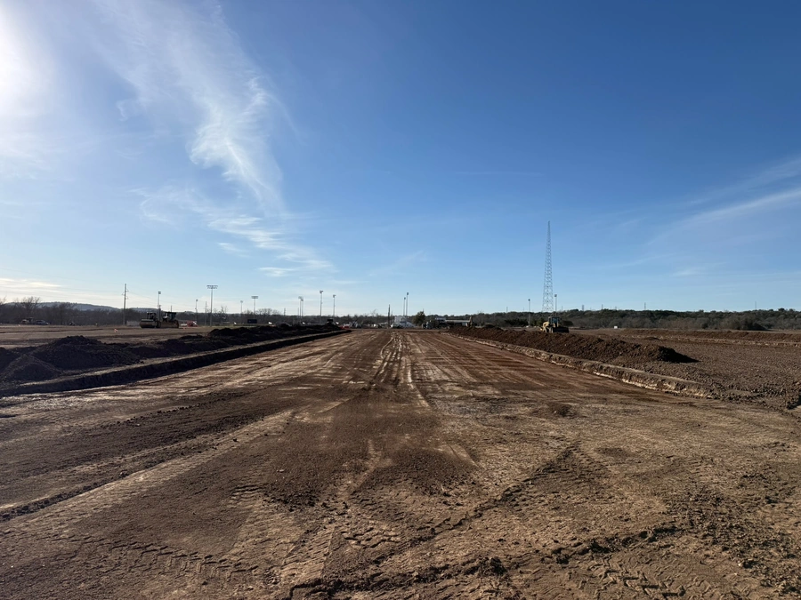 Kerr County Flood Center Point Laydown Yard Project construction in action