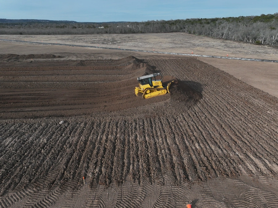 Kerr County Flood Center Point Laydown Yard Project construction in action