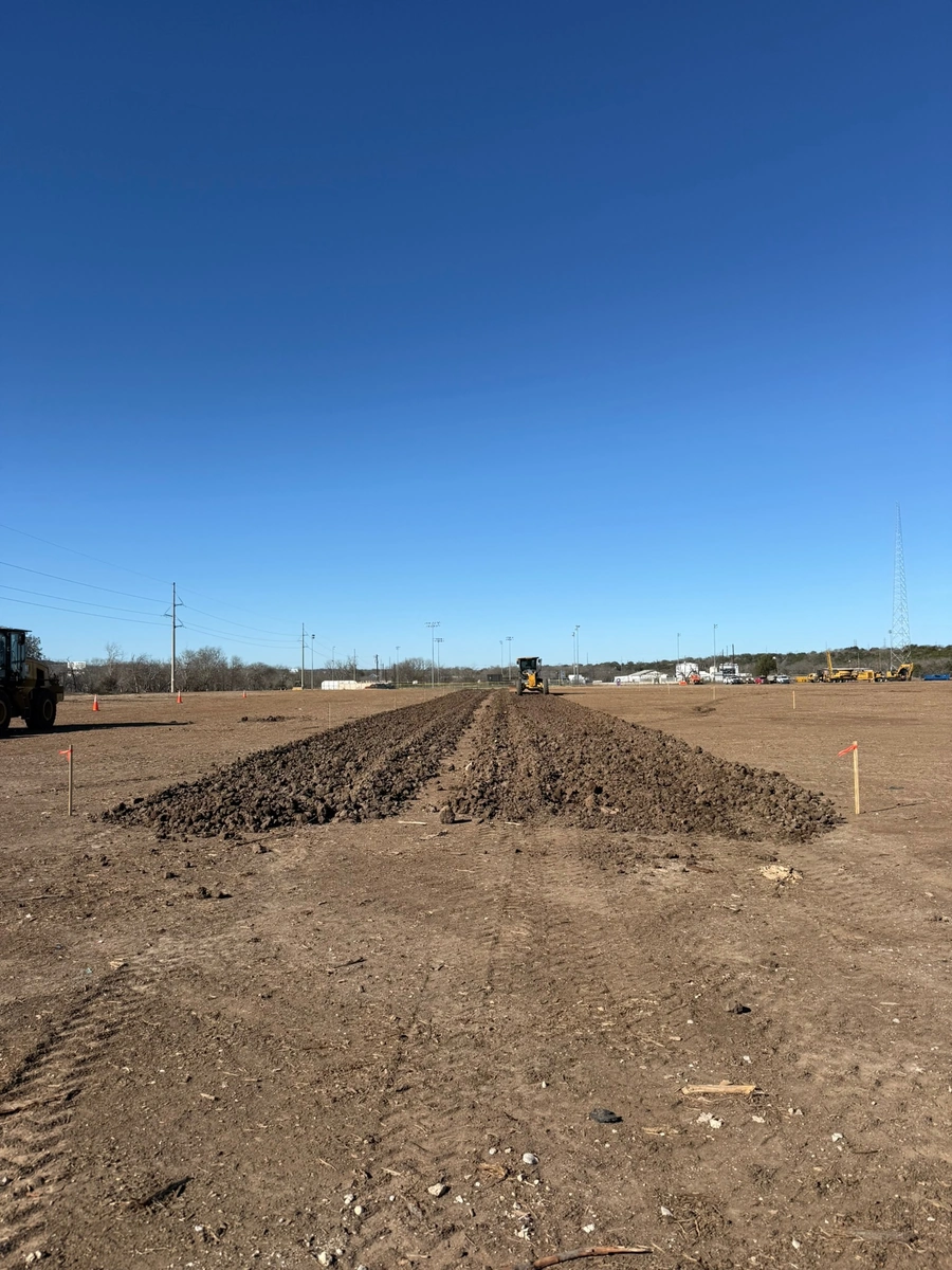 Kerr County Flood Center Point Laydown Yard Project construction in action