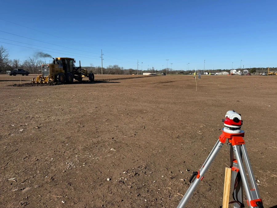 Kerr County Flood Center Point Laydown Yard Project construction in action