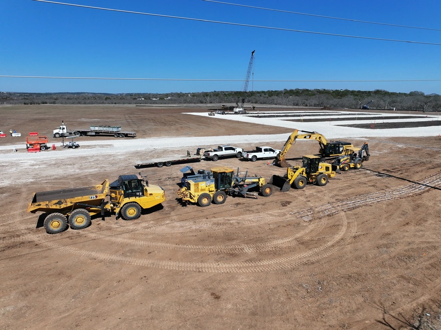 Kerr County Flood Center Point Laydown Yard Project construction in action