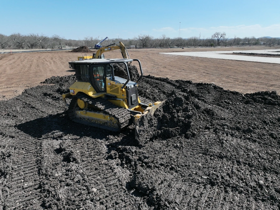 Kerr County Flood Center Point Laydown Yard Project construction in action
