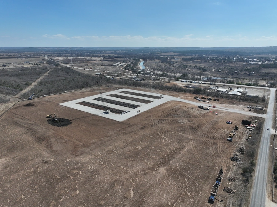 Kerr County Flood Center Point Laydown Yard Project construction in action
