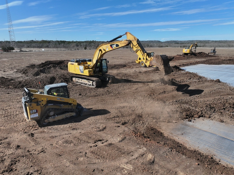 Kerr County Flood Center Point Laydown Yard Project construction in action