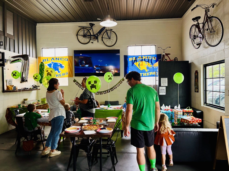 Halloweed party setup at the Blanco Feed Store