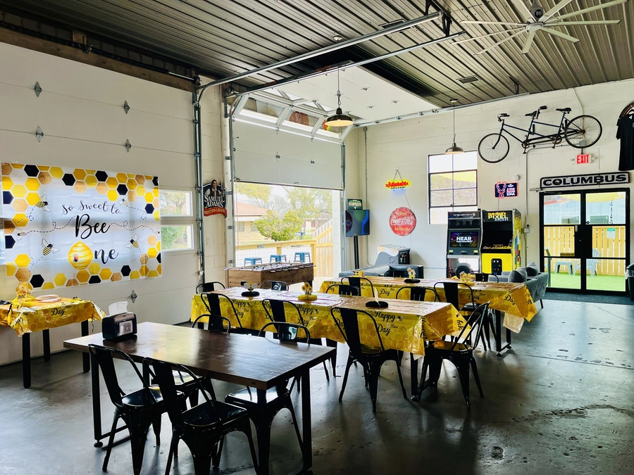 Themed party set up at Blanco Feed Store in their event space