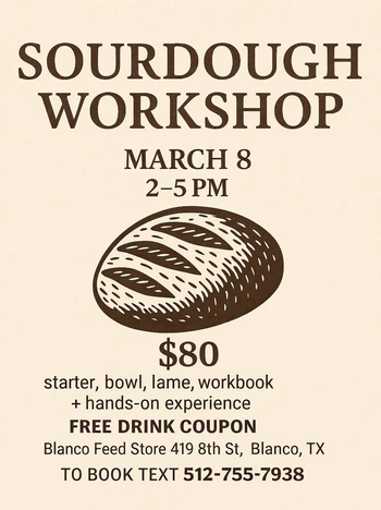 March 2026 Sourdough Workshop Event at The Blanco Store