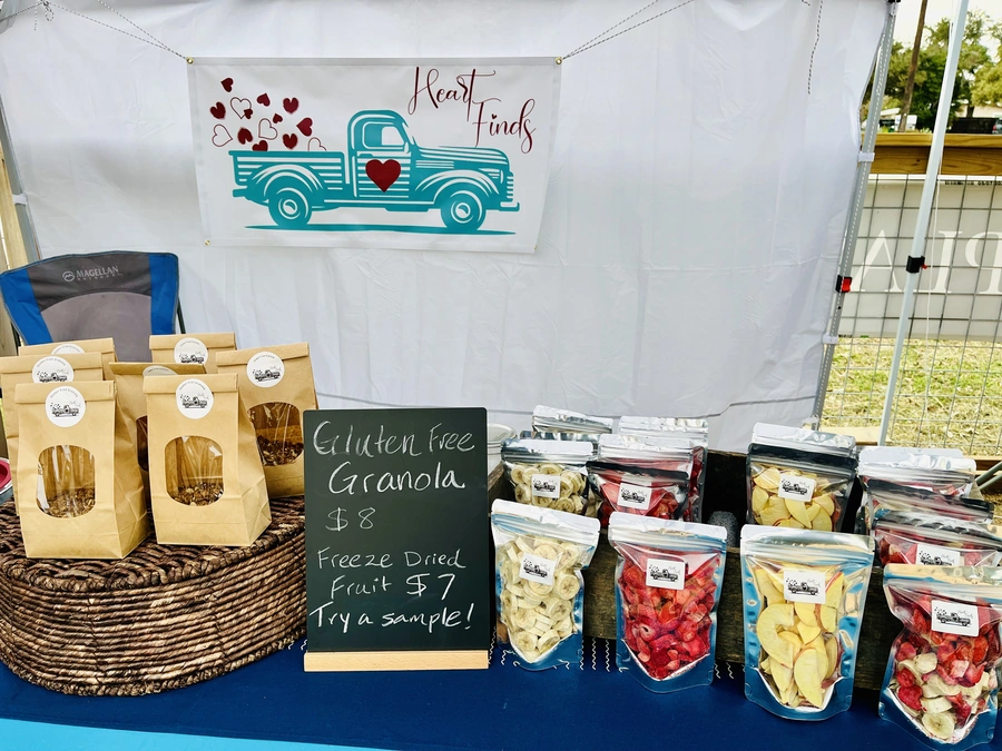 Heart Finds booth at the Blanco Farmers Market