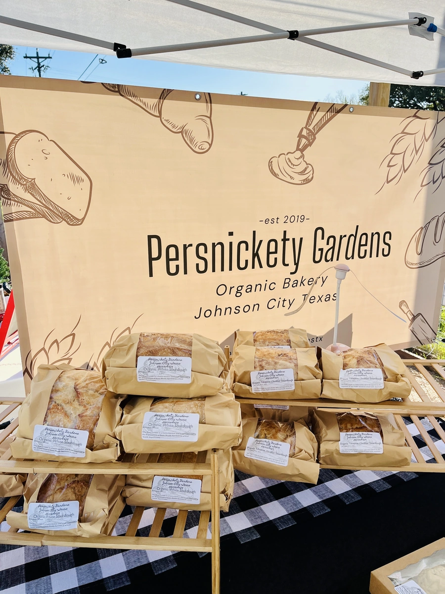 Persnickety Gardens booth at the Blanco Farmers Market