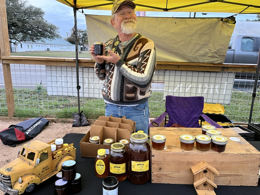 Wow Texas Honey booth at the Blanco Farmers Market