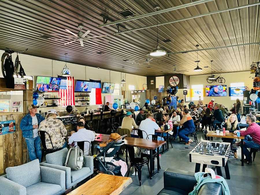 Patrons enjoying the Blanco Feed Store