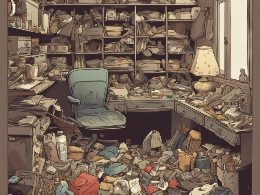 Cluttered room with antiques and collectibles