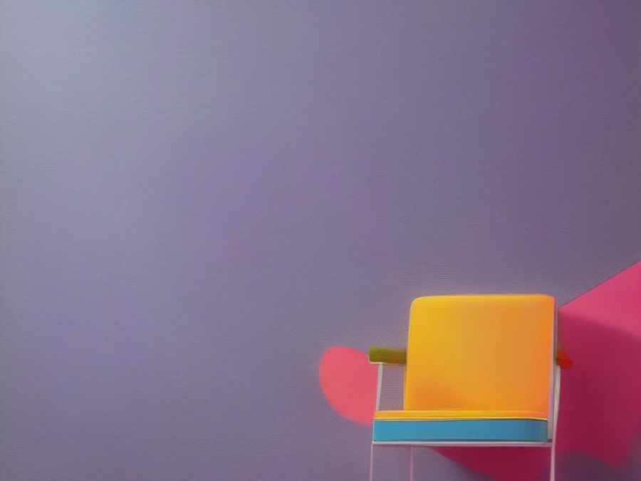 Modern minimalist chair with vibrant colors against purple wall