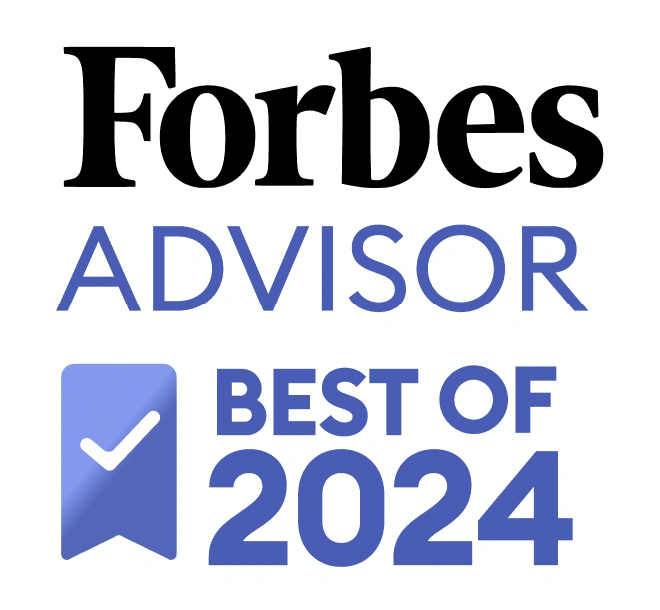An image of the Forbes Advisor "Best of 2024" logo, featuring the Forbes logo and the text "ADVISOR BEST OF 2024" with a checkmark icon.