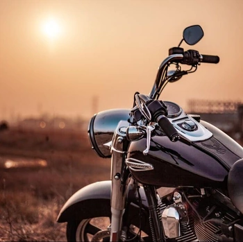 Motorcycle in a hazy sunset