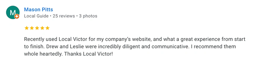 Review from AM Pitts Construction about working with Local Victor.