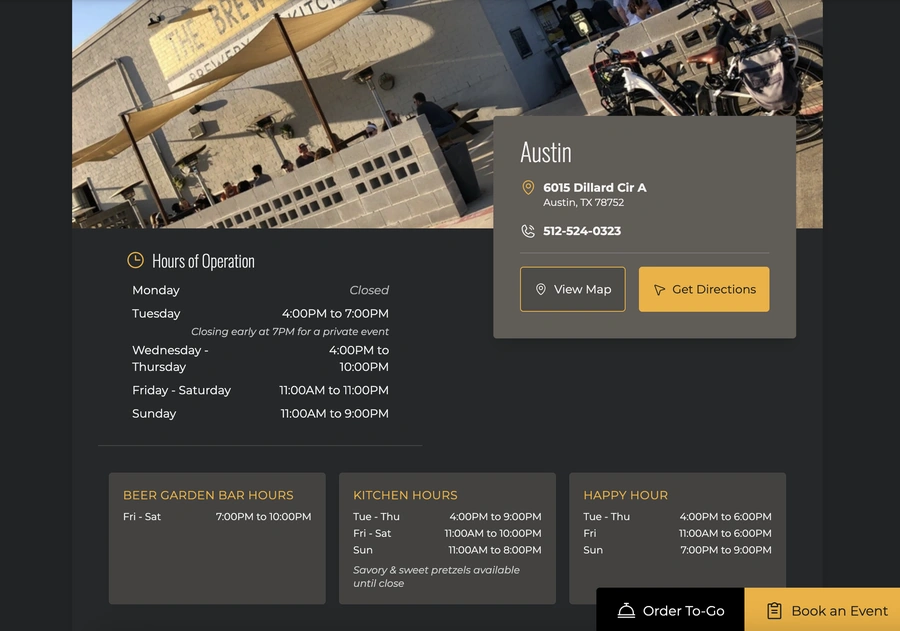 Brewtorium Dynamic Business Hours