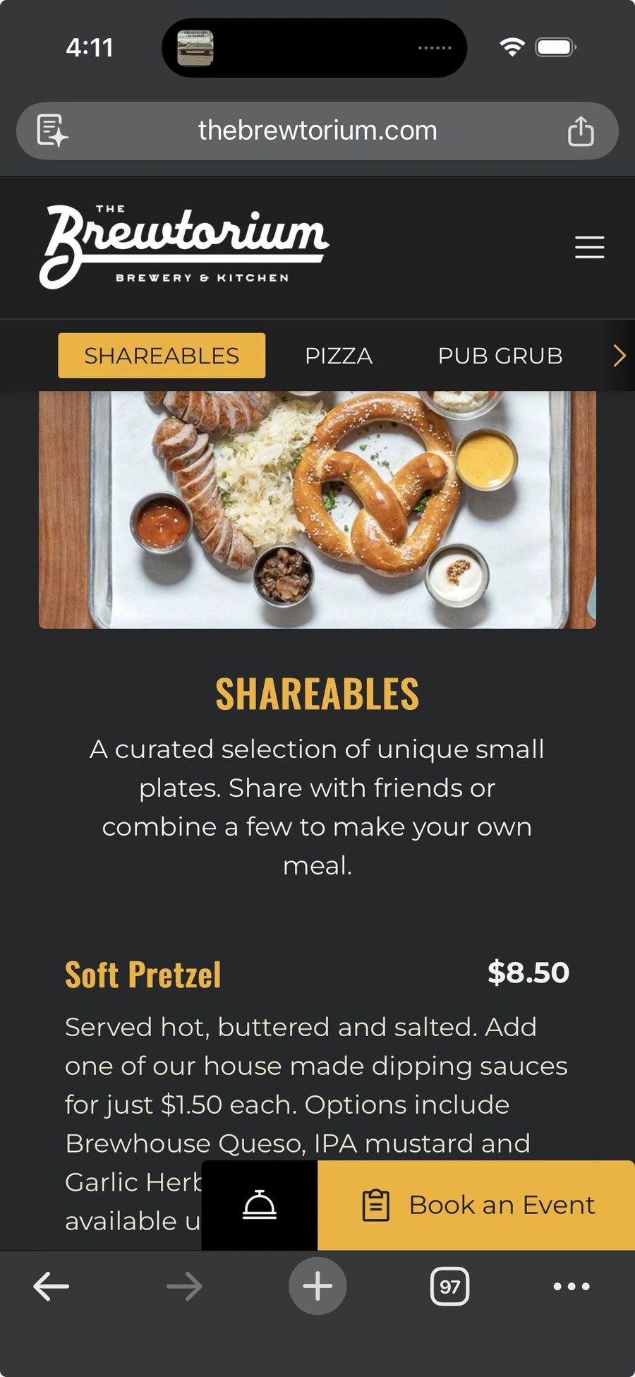 The Brewtorium's Mobile Food Menu