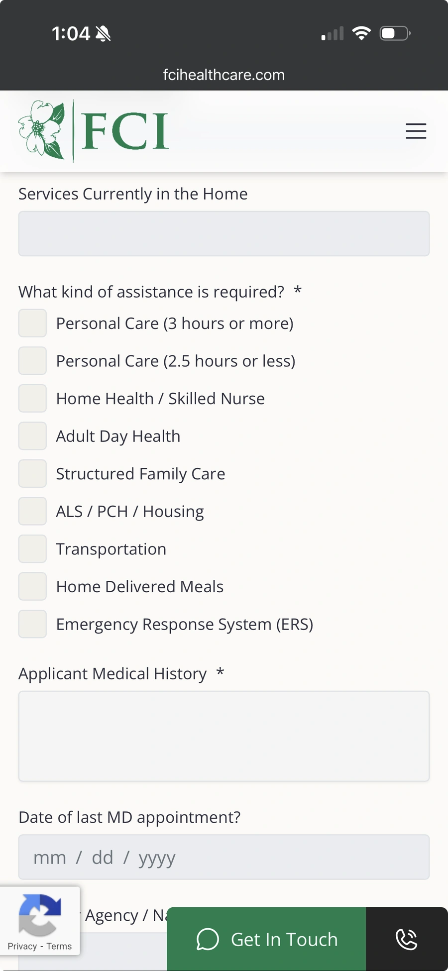 Family Care Inc's medicaid form