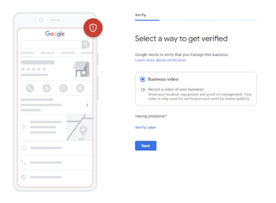 The video verification step of the GBP verification process