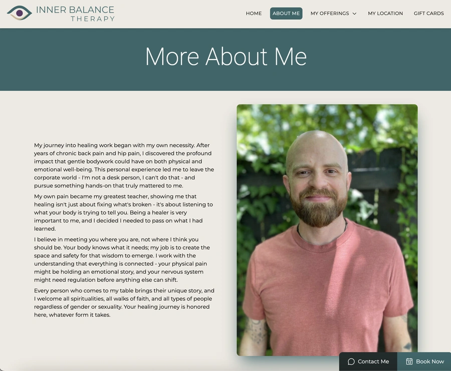 About page for Inner Balance Therapy