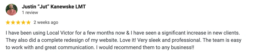 Google review of Local Victor from Justin from Inner Balance Therapy