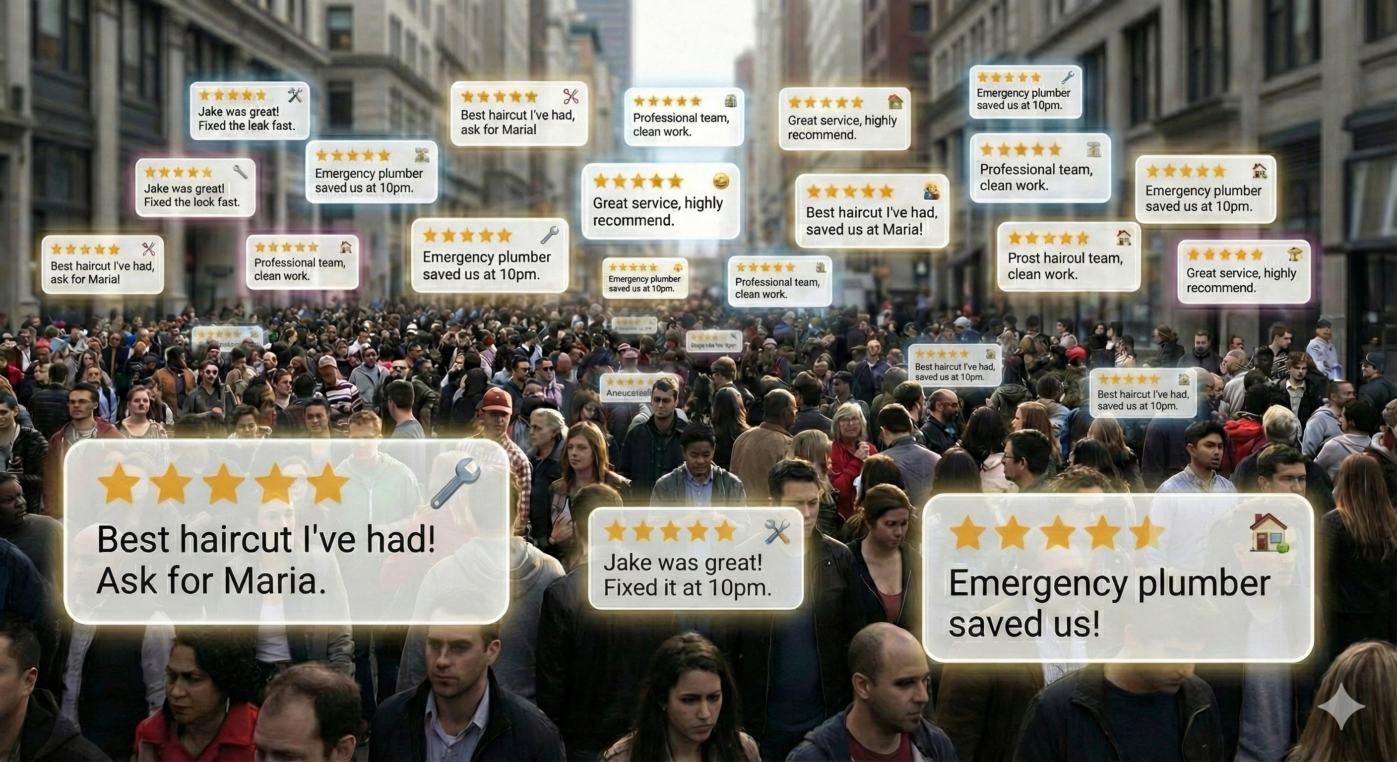 crowd thinking about reviews