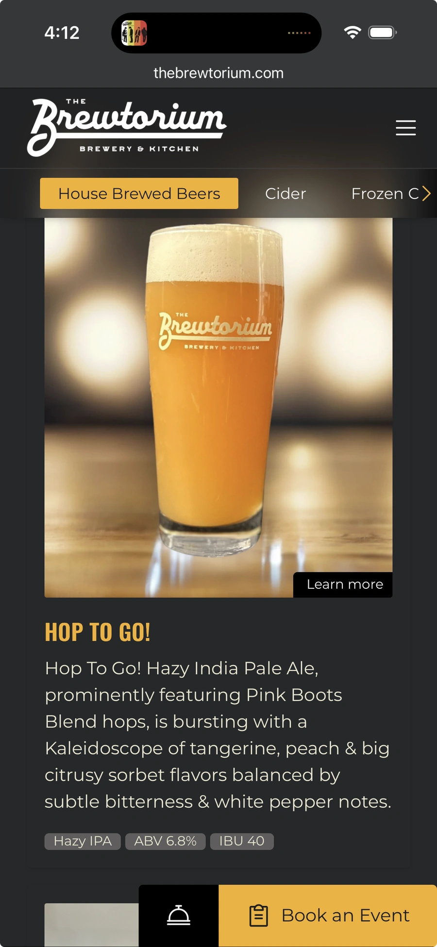 The Brewtorium mobile beer menu