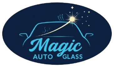 Magic Auto Glass Logo with dark blue background