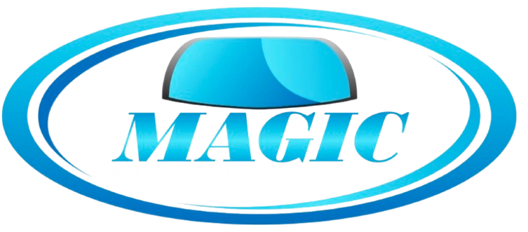 Magic Glass Repair logo with transparent background and white Glass Repair Font