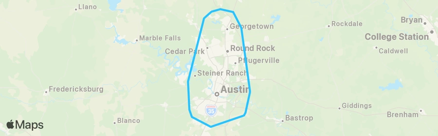Map of Austin, Round Rock, Georgetown, 78746, 78738, 78739, 78735, 78759, 78750, 78732, 78717, 78704, 78681, 78665, 78664, 78628, 78633, 78626