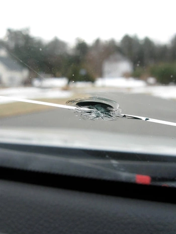 Large crack in a car windsheild