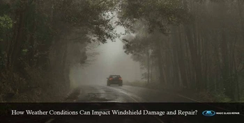 Car driving down road in rainy weather