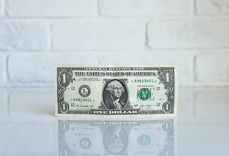 One-dollar bill on a reflective surface symbolizing financial considerations in estate and trust planning