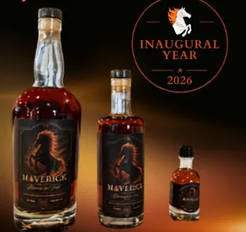 Maverick Whiskey bottles with the Inaugural Year 2026 emblem