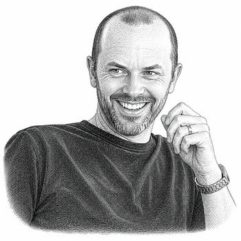 Editorial monochrome portrait treatment of Justin Fellers.