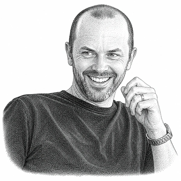 Editorial monochrome portrait treatment of Justin Fellers.