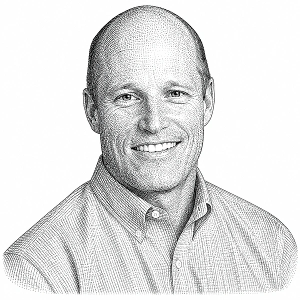 Editorial monochrome portrait treatment of Mike Betzer.