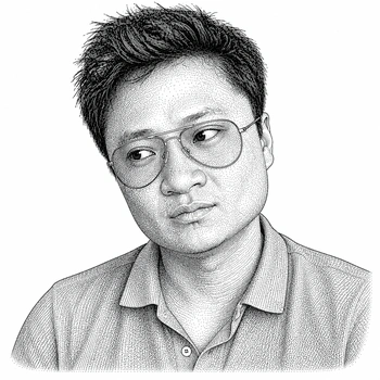Editorial monochrome portrait treatment of Phu Nguyen.