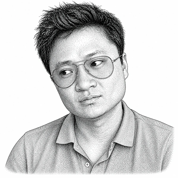 Editorial monochrome portrait treatment of Phu Nguyen.