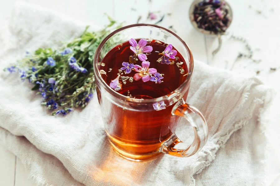 Tea with flowers and herbs
