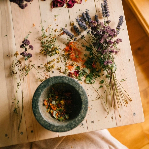 Crushed up herbs and spices