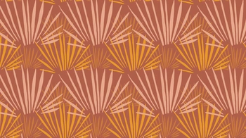 Drawing of beige and yellow palms on orange background