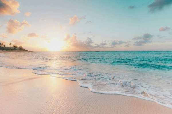 Sunset over the beach and ocean