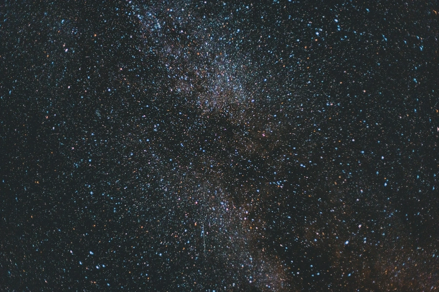 Galaxy with blue and red stars