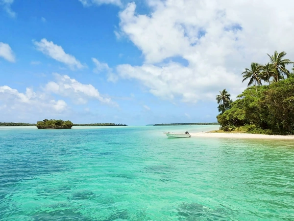 Beach in Caribbean with clear turquoise water