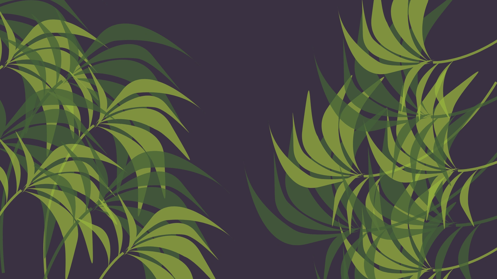 Drawing of light green palms with a dark background